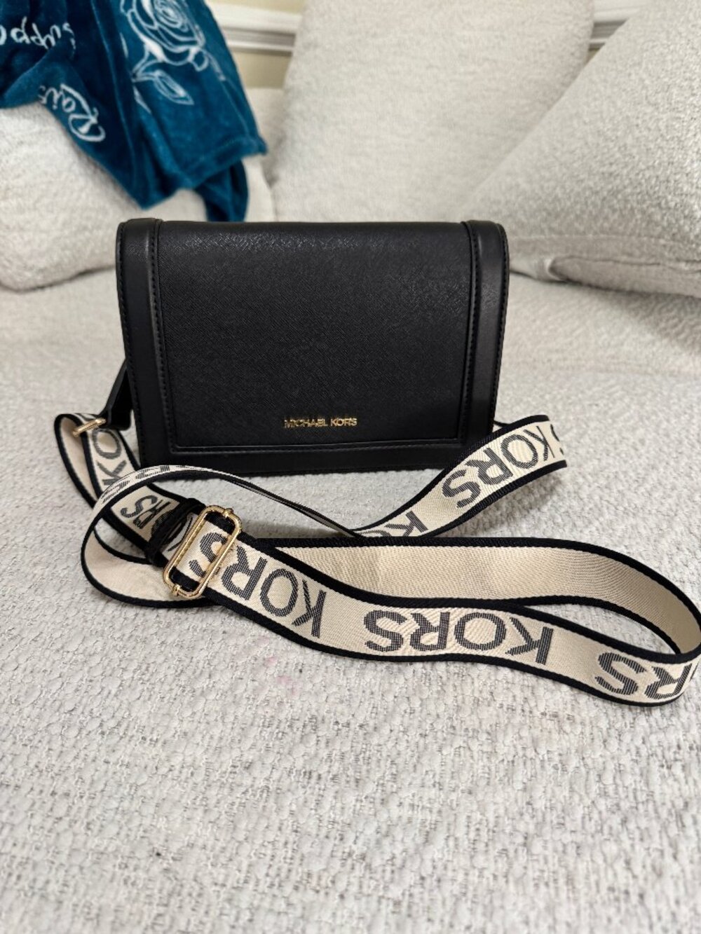 Michael Kors Large Jet Set Saffiano Leather Full Flap Black Crossbody NWOT